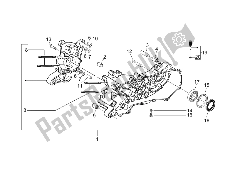All parts for the Crankcase of the Piaggio Typhoon 50 Serie Speciale 2007