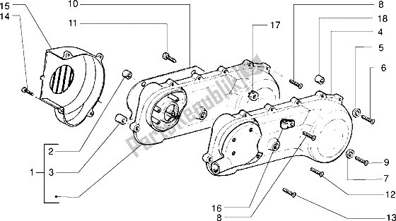 Tutte le parti per il Coperchio Della Trasmissione del Piaggio Skipper 150 1998