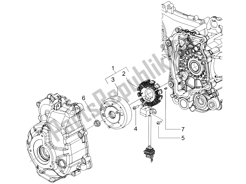 Tutte le parti per il Volano Magneto del Piaggio Beverly 125 E3 2007