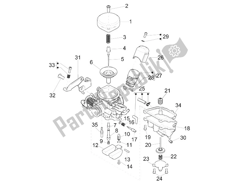 Alle onderdelen voor de Carburateur Onderdelen van de Piaggio Liberty 100 4T Vietnam 2011