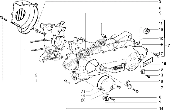 All parts for the Clutch Cover-scrool Cover of the Piaggio Free Pptt 50 1995