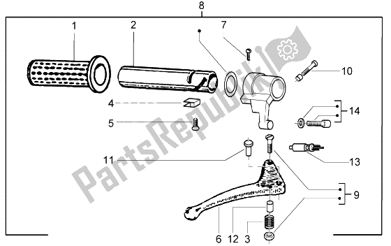 All parts for the Throttle Twist Grip of the Piaggio Ciao 50 1996