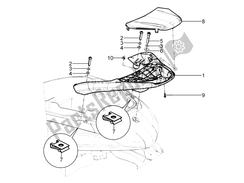 Todas las partes para Portaequipajes Trasero de Piaggio Beverly 350 4T 4V IE E3 Sport Touring 2014