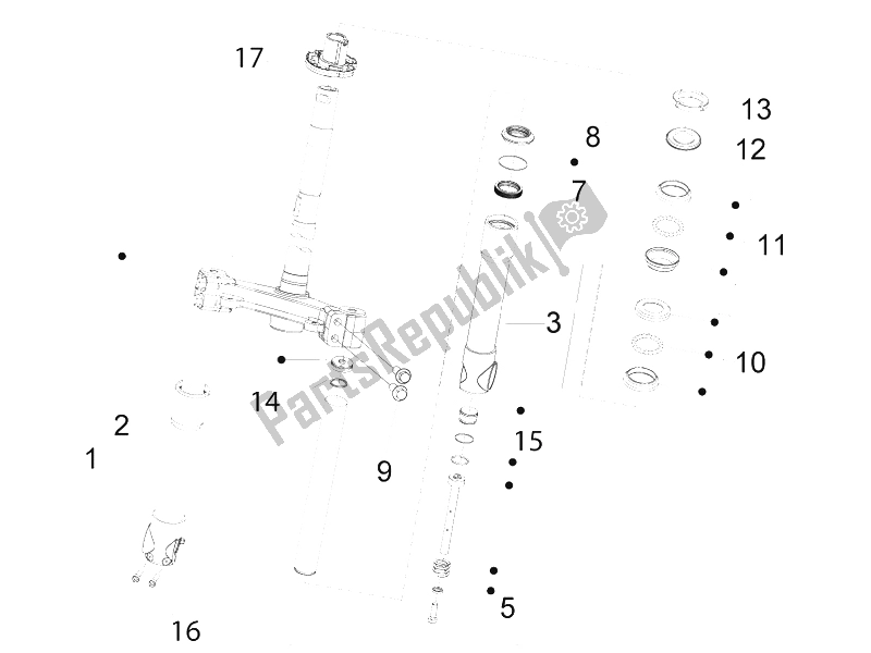 Toutes les pièces pour le Fourche / Tube De Direction - Palier De Direction du Piaggio FLY 125 4T 3V IE E3 LEM 2012