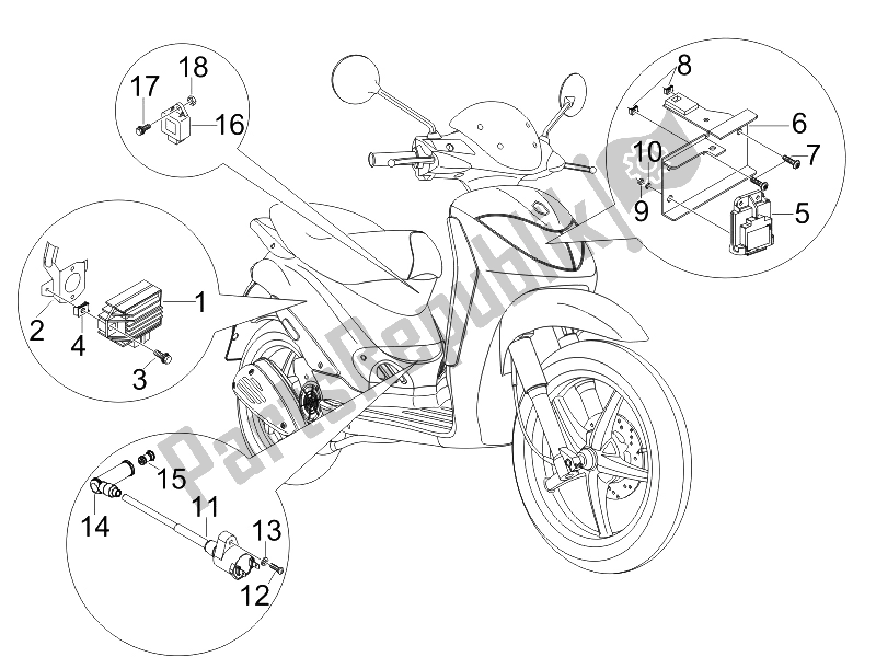 Tutte le parti per il Regolatori Di Tensione - Centraline Elettroniche (ecu) - H. T. Bobina del Piaggio Liberty 150 4T Sport E3 2008