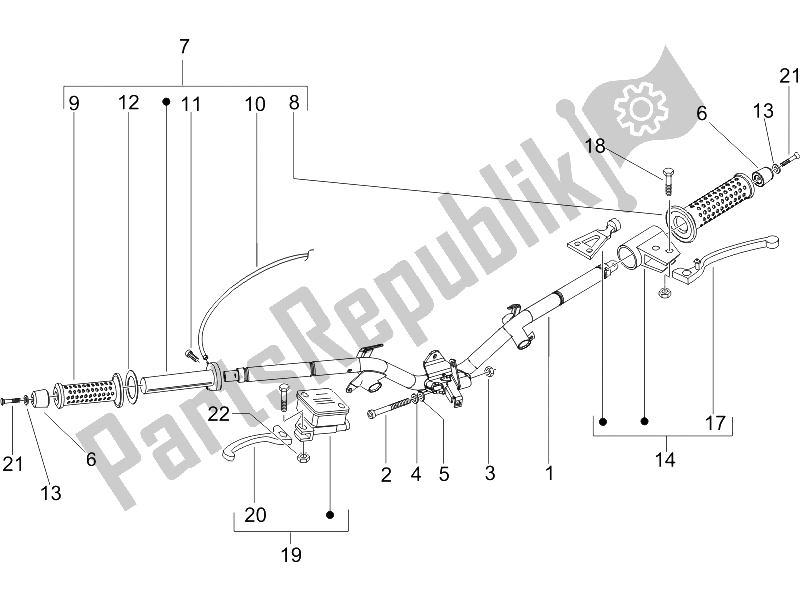 Toutes les pièces pour le Guidon - Master Cil. Du Piaggio Liberty 50 4T Delivery 2006