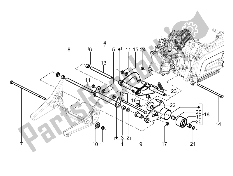 Todas las partes para Brazo Oscilante de Piaggio BV 350 4T 4V IE E3 ABS USA 2015