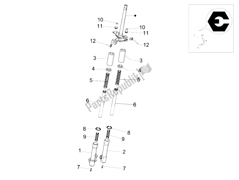 Todas las partes para Componentes De La Horquilla (acompañantes) de Piaggio Liberty 50 4T Delivery 2010