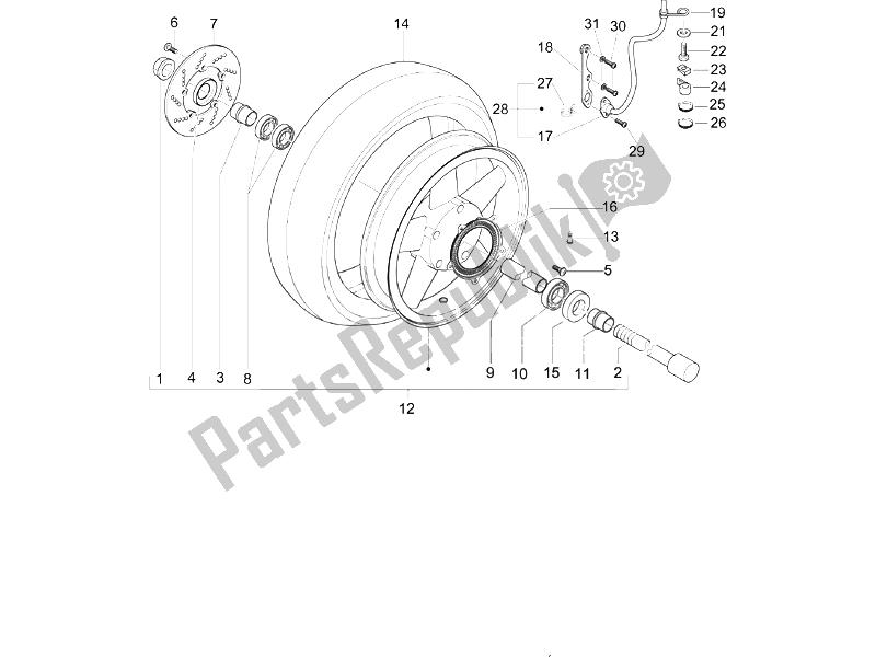 Toutes les pièces pour le Roue Avant du Piaggio X9 500 Evolution ABS 2 2006