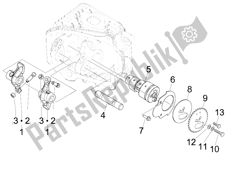 Toutes les pièces pour le Leviers à Bascule Support Unité du Piaggio FLY 125 4T E3 2009