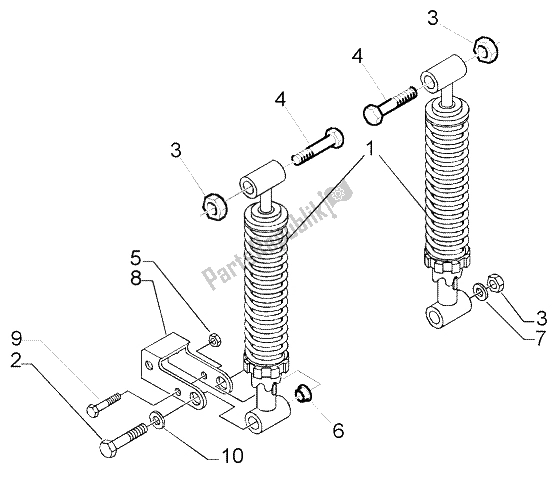 All parts for the Dampers of the Piaggio Beverly 250 RST 2004