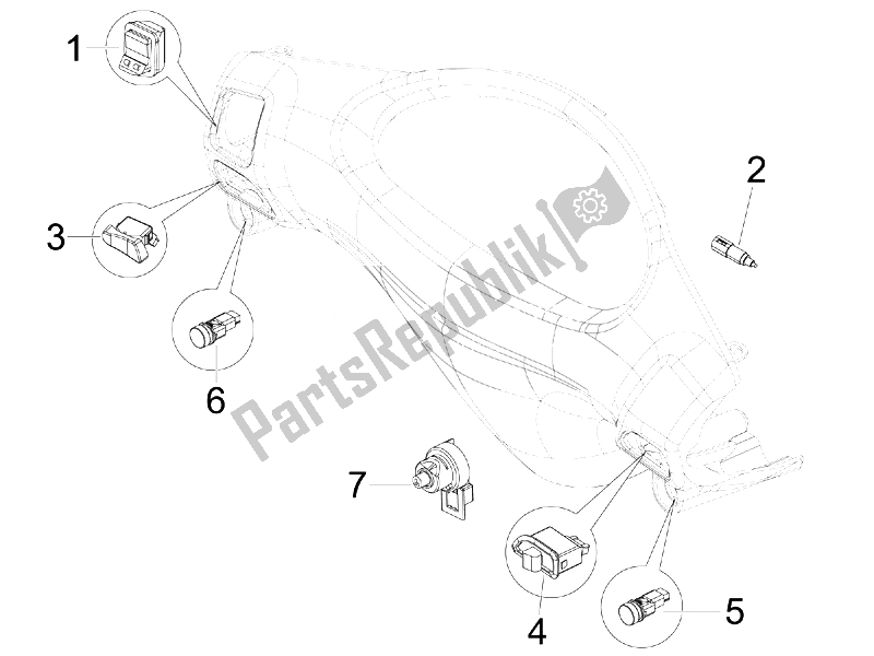 All parts for the Selectors - Switches - Buttons (2) of the Piaggio FLY 50 4T USA 2007