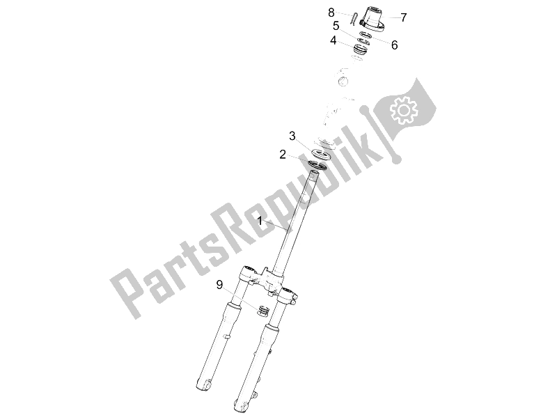 All parts for the Fork/steering Tube - Steering Bearing Unit of the Piaggio Liberty 50 Iget 4T 3V EU 2015