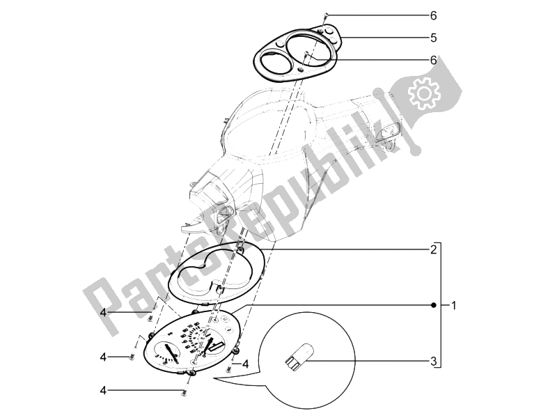 Todas las partes para Tablero Combinado De Medidor de Piaggio Typhoon 50 4T 4V E2 USA 2012