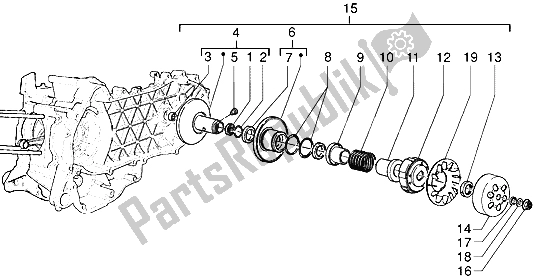 All parts for the Driven Pulley of the Piaggio X9 125 2000