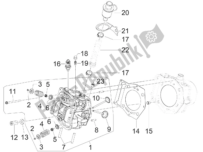 Toutes les pièces pour le Unité De Tête - Valve du Piaggio MP3 400 IE LT Touring 2011