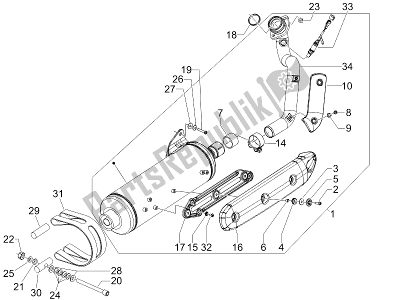 All parts for the Silencer of the Piaggio Beverly 400 IE E3 2006