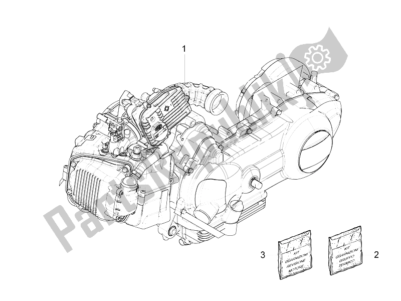 All parts for the Engine, Assembly of the Piaggio FLY 150 4T E2 E3 Vietnam 2012