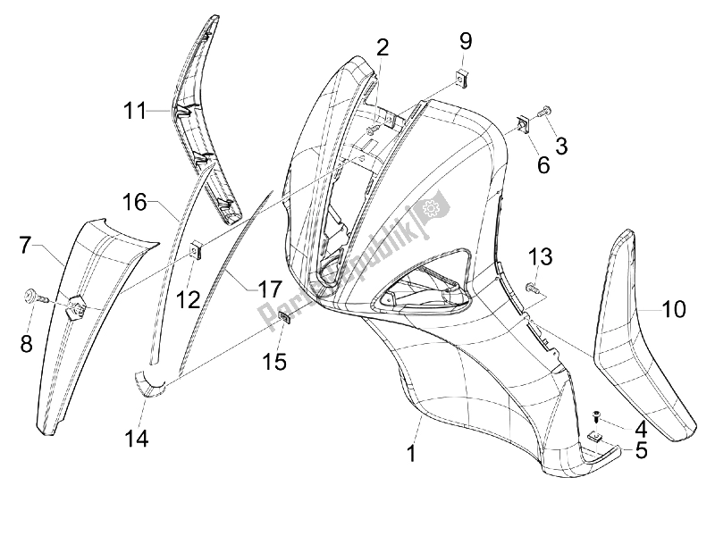 Tutte le parti per il Scudo Anteriore del Piaggio Liberty 200 4T E3 2006
