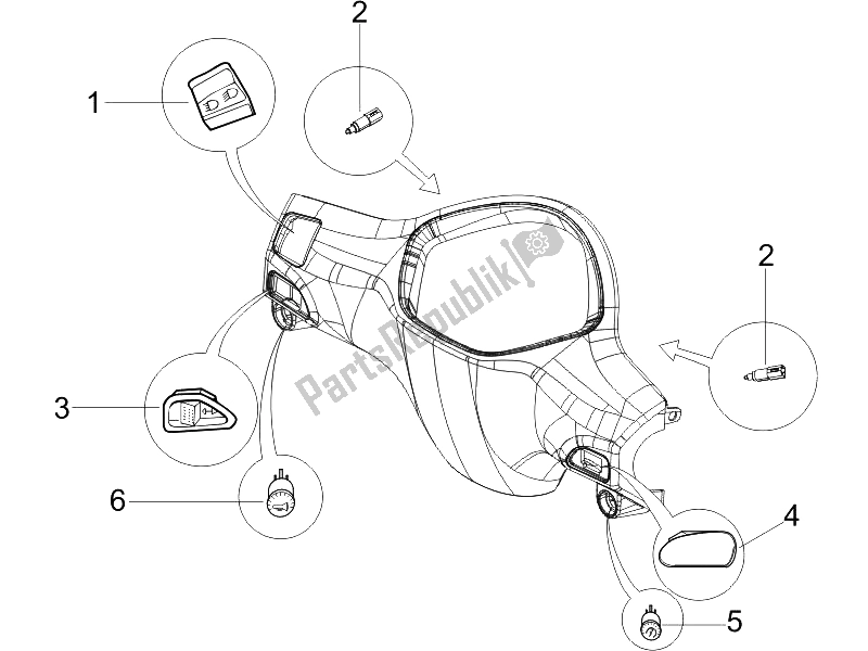 Wszystkie części do Selektory - Prze?? Czniki - Przyciski Piaggio Liberty 125 4T E3 2006