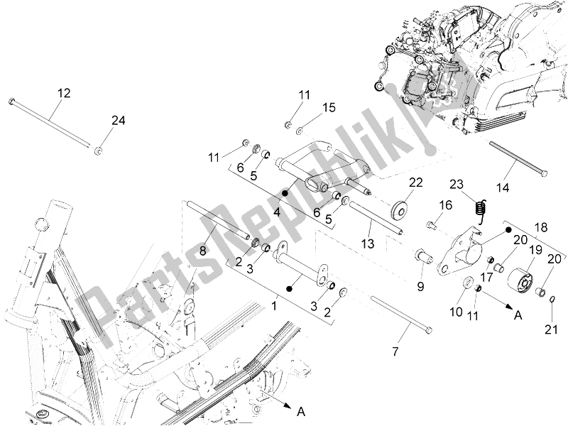 Toutes les pièces pour le Bras Oscillant du Piaggio X 10 125 4T 4V I E E3 2012