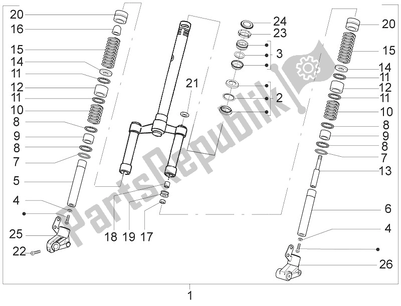 Toutes les pièces pour le Fourche / Tube De Direction - Palier De Direction du Piaggio NRG Power DD H2O CH 50 2011