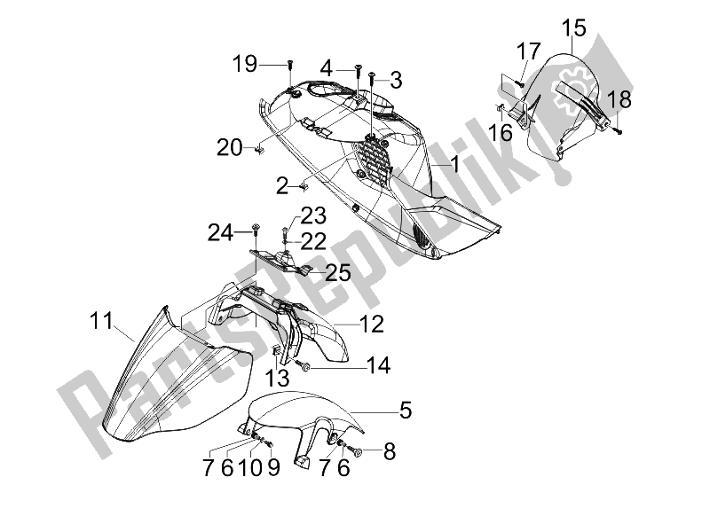 Toutes les pièces pour le Logement De Roue - Garde-boue du Piaggio X7 125 IE Euro 3 2009