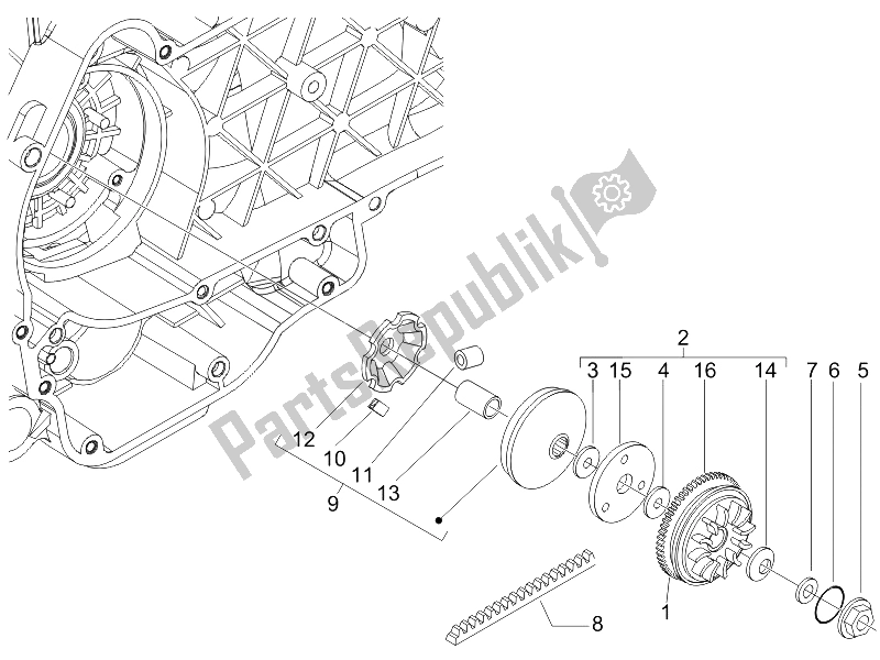 All parts for the Driving Pulley of the Piaggio Liberty 200 4T E3 2006