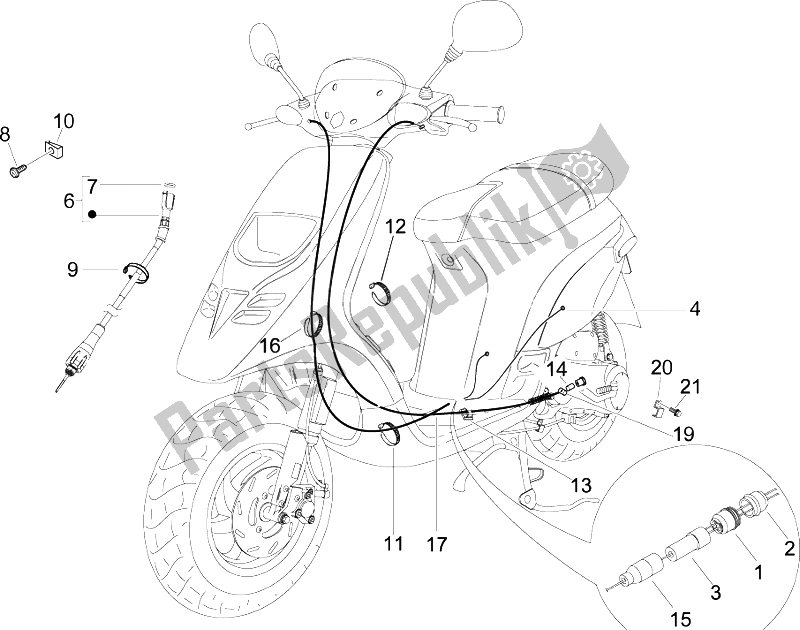 All parts for the Transmissions of the Piaggio Typhoon 50 2T E2 2009