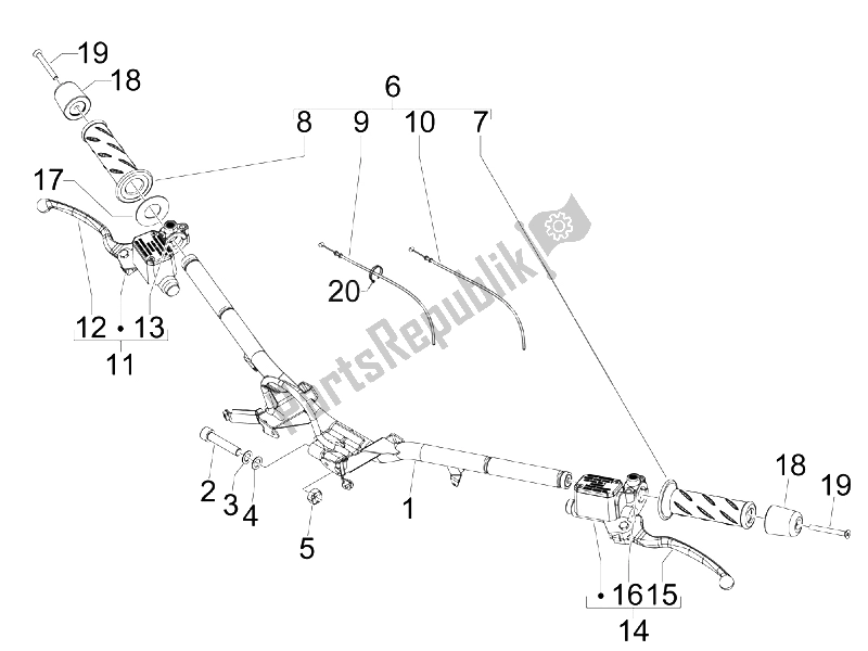 All parts for the Handlebars - Master Cil. Of the Piaggio Beverly 400 IE Tourer E3 2008