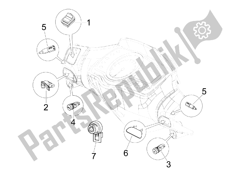 Toutes les pièces pour le Pemilih - Interrupteur - Tombol du Piaggio NRG Power DT 50 2007