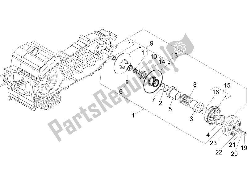 Tutte le parti per il Puleggia Condotta del Piaggio X9 500 Evolution 2006