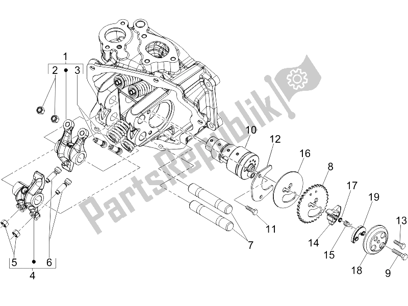 Todas las partes para Unidad De Soporte De Palancas Oscilantes de Piaggio X8 200 2005