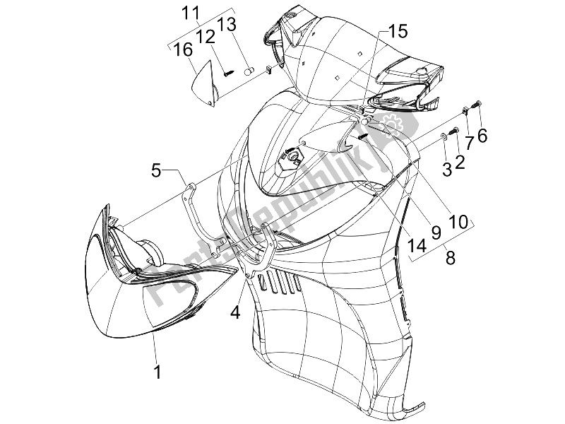 Toutes les pièces pour le Phares Avant - Clignotants du Piaggio Liberty 125 4T Sport E3 UK 2006