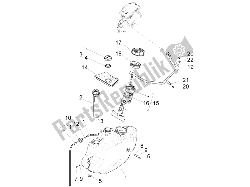 Toutes les pièces pour le Réservoir D'essence du Piaggio X 10 125 4T 4V I E E3 2012