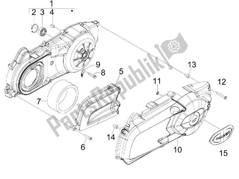 All parts for the Crankcase Cover - Crankcase Cooling of the Piaggio X7 125 IE Euro 3 2009