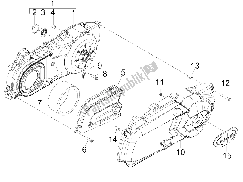 All parts for the Crankcase Cover - Crankcase Cooling of the Piaggio X7 125 IE Euro 3 2009