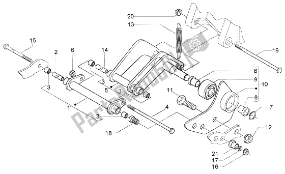 All parts for the Swinging Arm of the Piaggio BV 200 U S A 2005