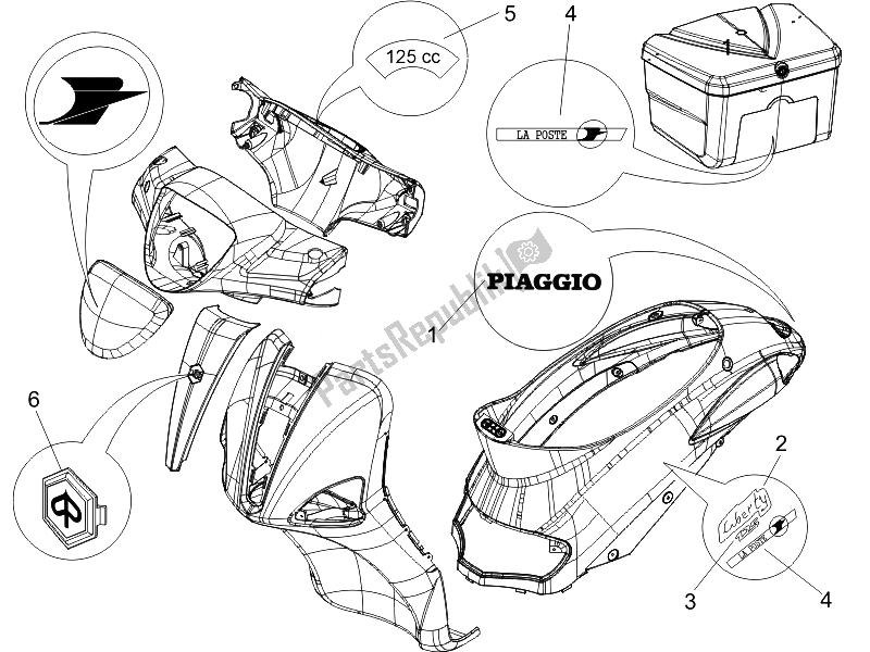 Todas las partes para Placas - Emblemas de Piaggio Liberty 125 4T PTT E3 F 2007