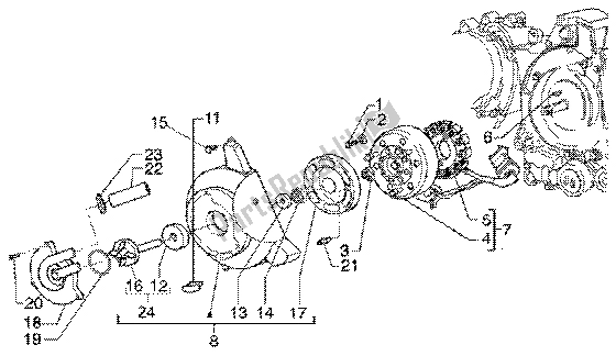 All parts for the Flywheel Magneto of the Piaggio Super Hexagon GTX 125 2003