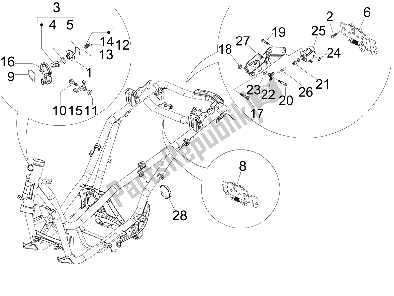 Tutte le parti per il Serrature del Piaggio X EVO 250 Euro 3 UK 2007