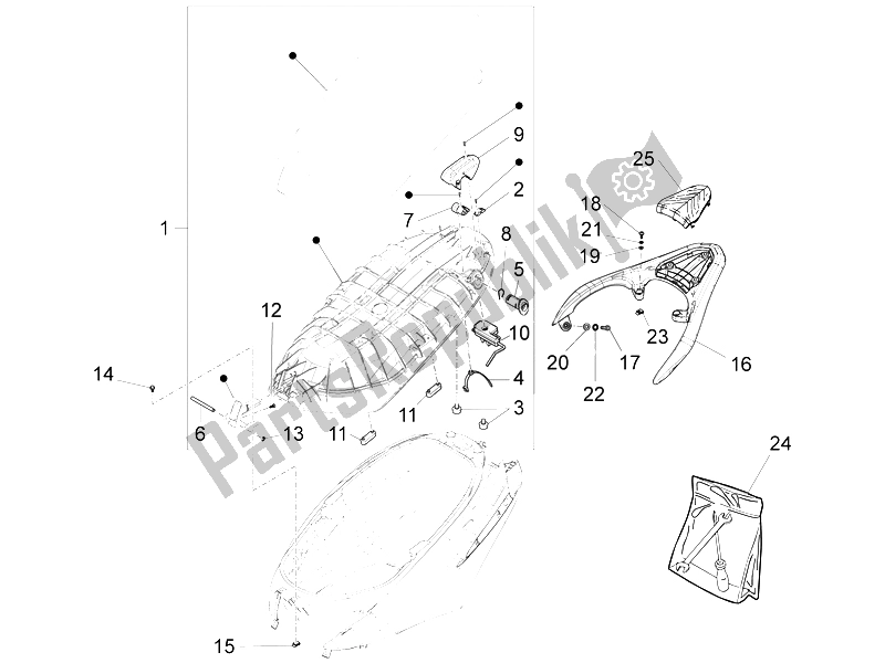 Tutte le parti per il Sella / Sedili del Piaggio FLY 50 4T 2V 25 30 KMH 2012