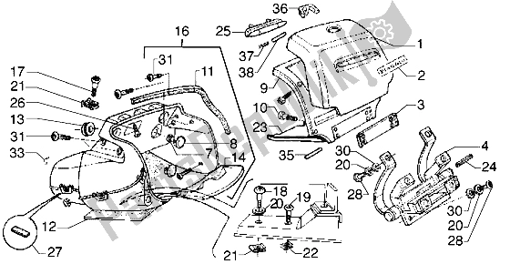 All parts for the Glove Compartment of the Piaggio Hexagon GTX 180 1999