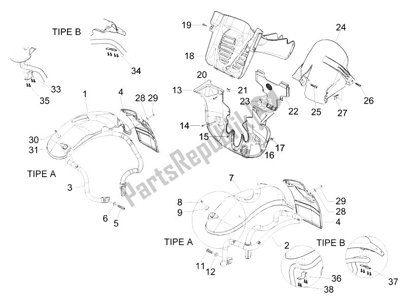 Toutes les pièces pour le ?? Ré?? ??? E ??? - Fte ?? Du Piaggio MP3 250 IE MIC USA 2010