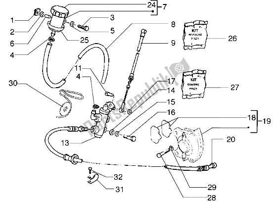 All parts for the Front Brake Cylinder-brake Caliper of the Piaggio Free 100 2004