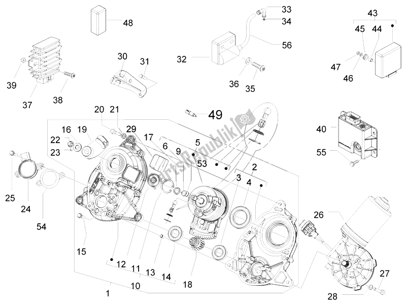 All parts for the Voltage Regulators - Electronic Control Units (ecu) - H. T. Coil of the Piaggio MP3 400 IE USA 2007