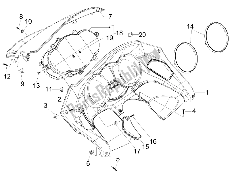 Toutes les pièces pour le Tableau De Bord Combiné du Piaggio MP3 125 Ibrido 2009