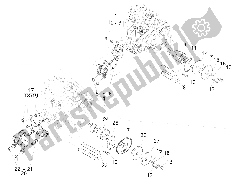 Todas las partes para Unidad De Soporte De Palancas Oscilantes de Piaggio X EVO 125 Euro 3 2007