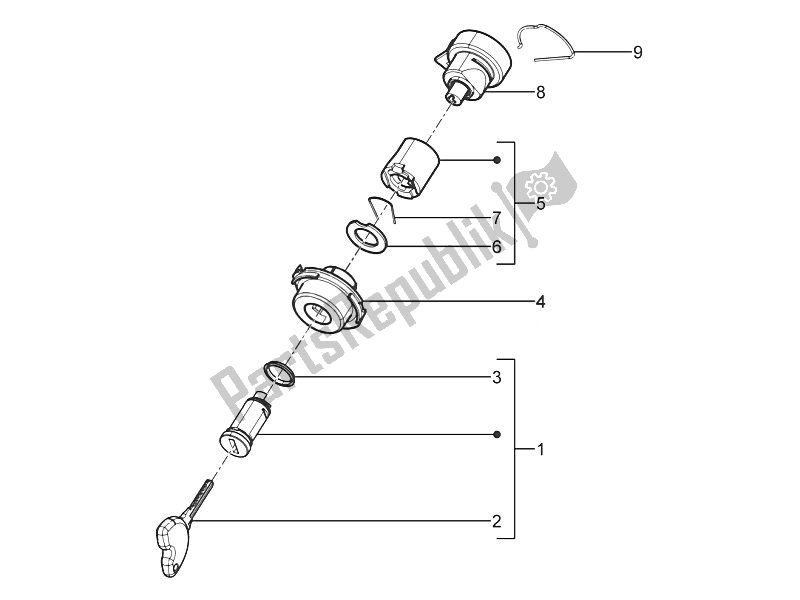 All parts for the Locks of the Piaggio Typhoon 50 2T E3 CH 2011