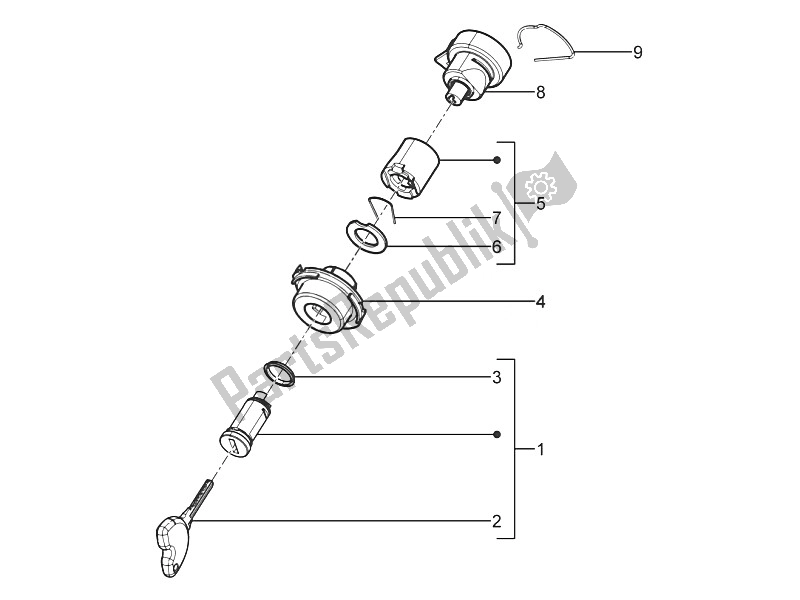 Todas las partes para Cerraduras de Piaggio Typhoon 50 2T E3 CH 2011